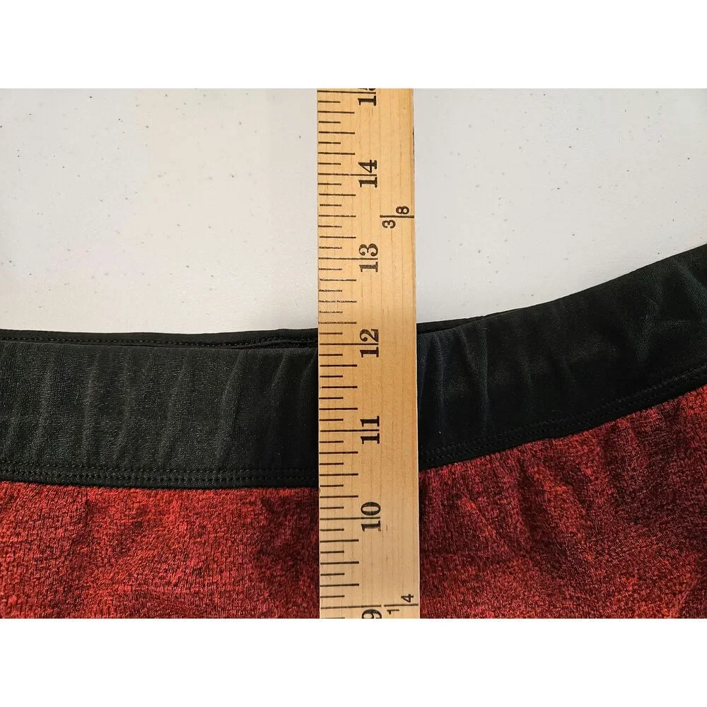 Adidas Men’s Red Heather Athletic Shorts Large Black Stripe Drawstring Training